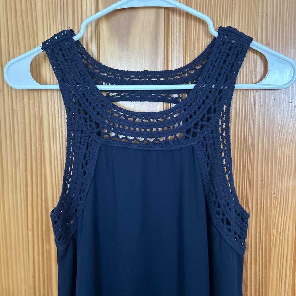 Navy blue dress with crochet detailing🐟